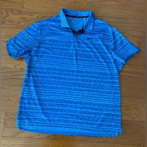 Nike Polo Shirt Mens Large L Navy Blue Tiger Woods TW Dri Fit ADV Golf Excellent